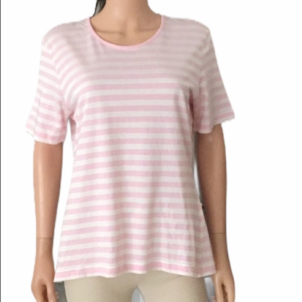 ESCADA SPORT cotton pink and white stripe shortsleeved top